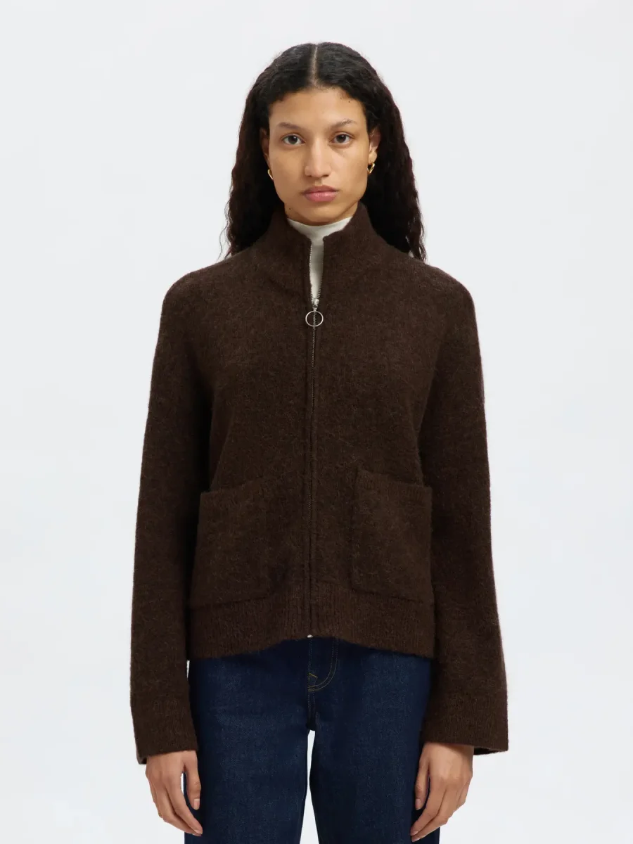 Selected Femme - Sia Ras zipper cardigan brun - Image 2