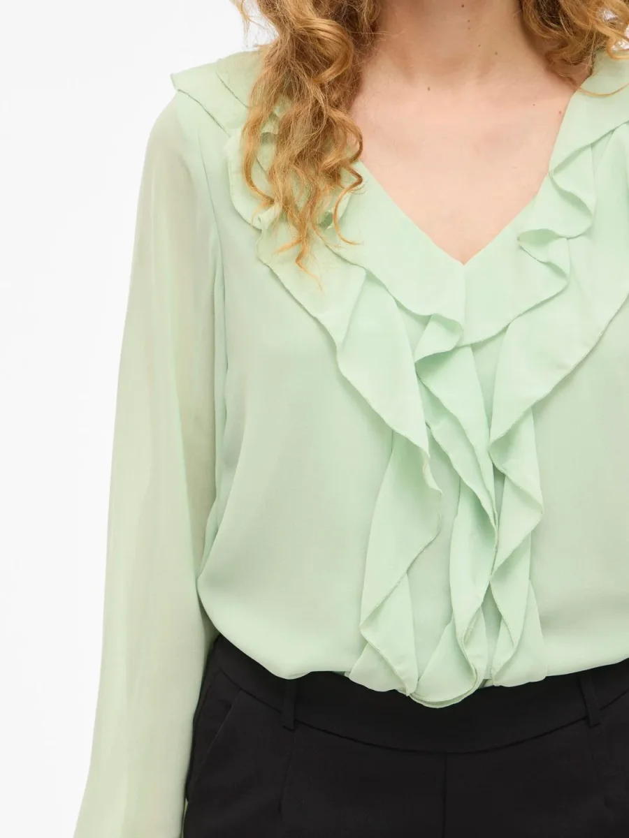 Viane L/s V-Neck Frill Top - Noos - Image 3