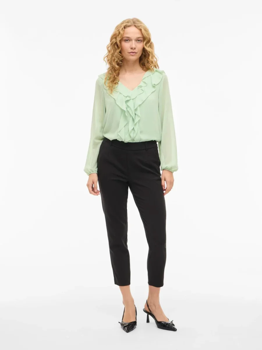 Viane L/s V-Neck Frill Top - Noos