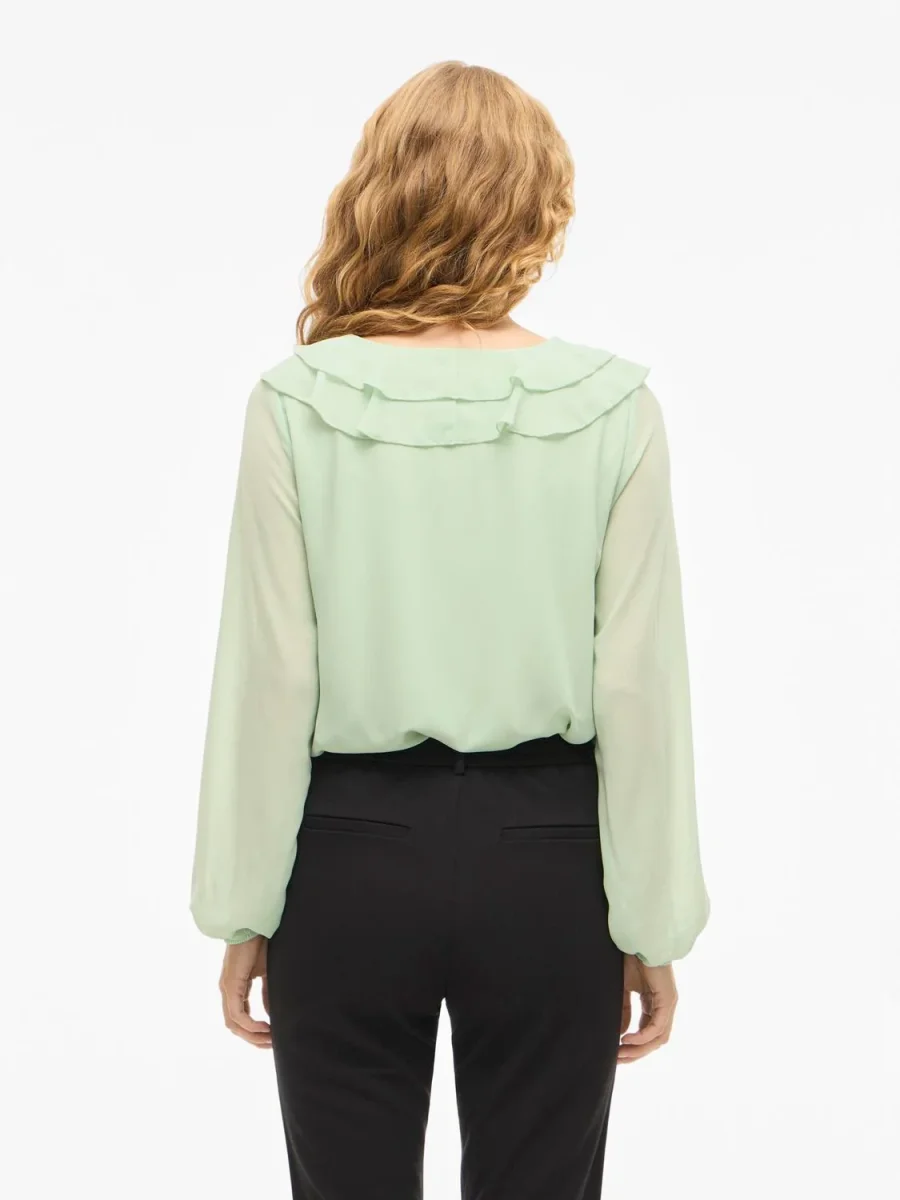 Viane L/s V-Neck Frill Top - Noos - Image 4