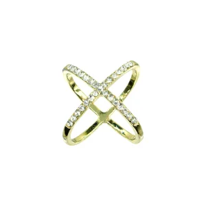 Skjerf ring m/strass gull
