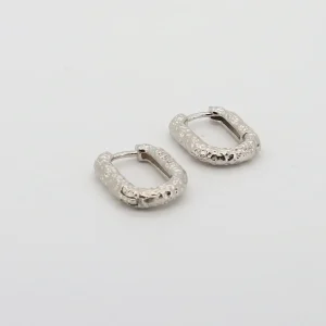 Textured Hoops Silver
